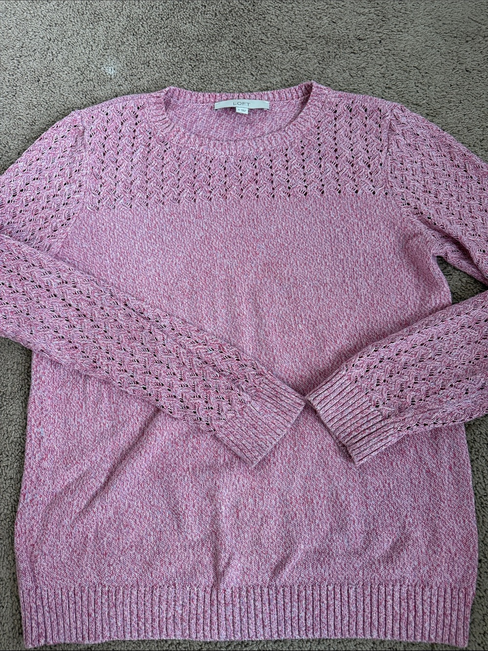 LOFT Dusty Pink Openwork Knit Pullover